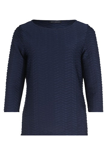 An image of the Betty Barclay Structured Shirt With Boat Neck in Dark Sky.