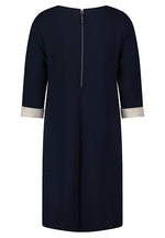 An image of the Betty Barclay Jersey Dress in Dark Blue/Beige.