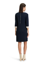 An image of the Betty Barclay Jersey Dress in Dark Blue/Beige.