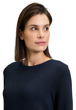 An image of the Betty Barclay Jersey Dress in Dark Blue/Beige.