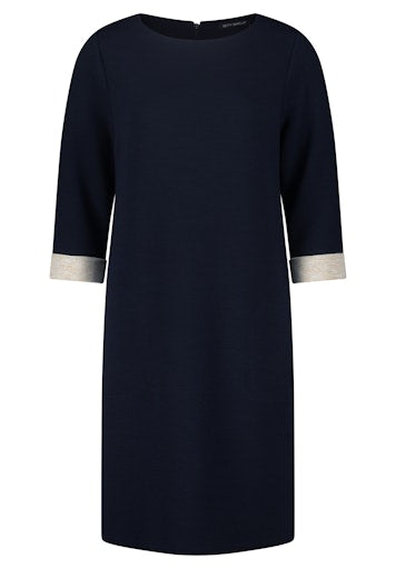 An image of the Betty Barclay Jersey Dress in Dark Blue/Beige.