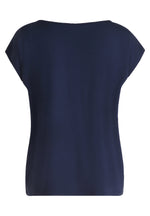 An image of the Betty Barclay Patterned T-Shirt in Dark Blue/Beige.