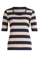 An image of the Betty Barclay Striped T-Shirt in Dark Blue/Beige.