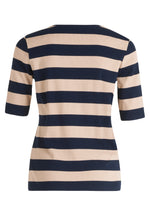 An image of the Betty Barclay Striped T-Shirt in Dark Blue/Beige.