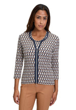 An image of the Betty Barclay T-Shirt Jacket in Dark Blue/Beige.