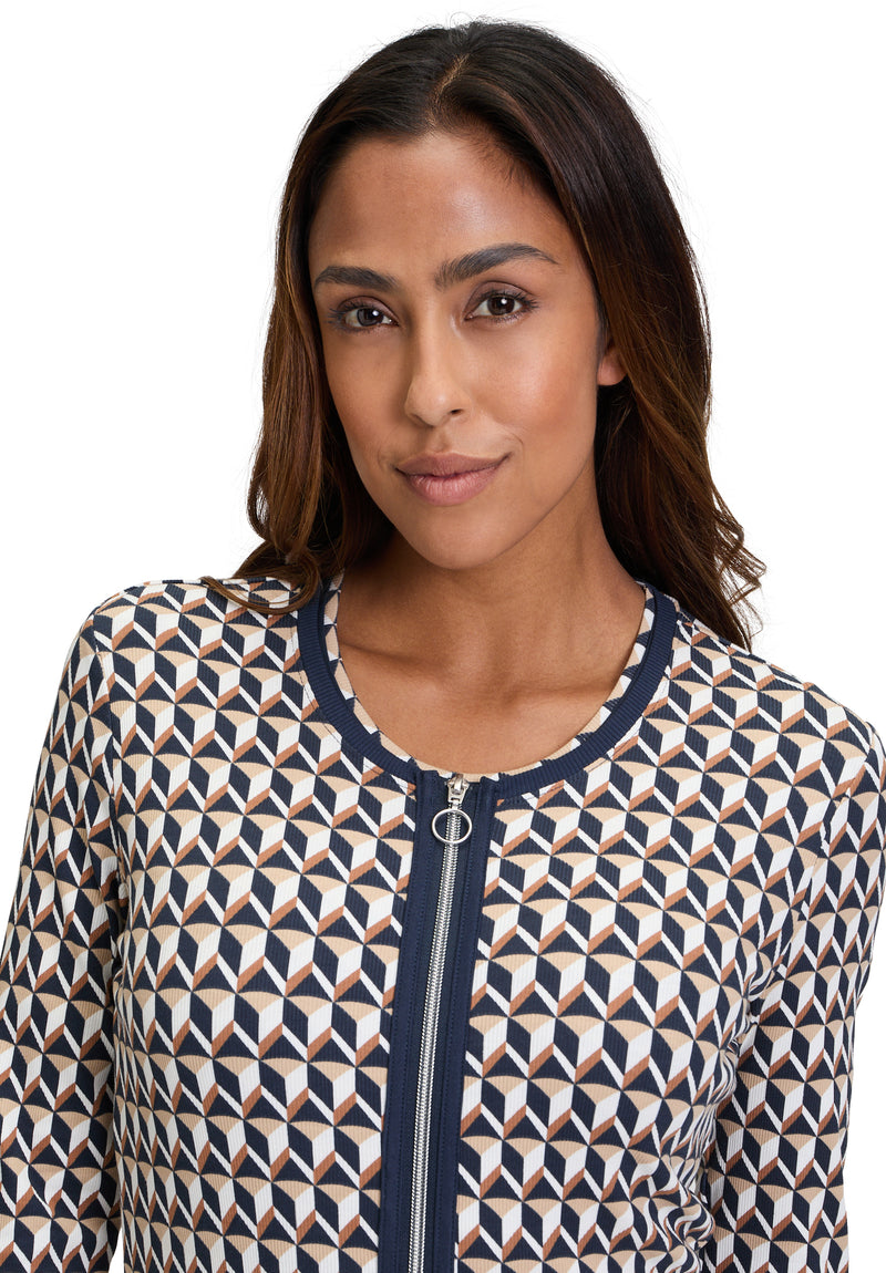 An image of the Betty Barclay T-Shirt Jacket in Dark Blue/Beige.