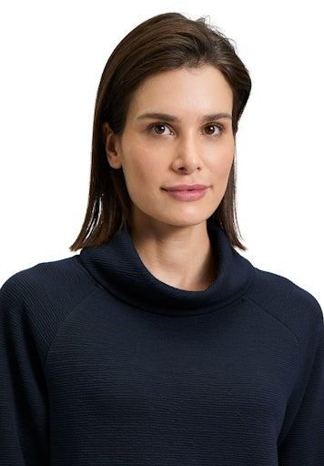 An image of the Betty Barclay 3/4 Sleeve Sweatshirt in Dark Blue/Beige.