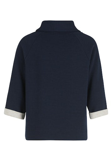 An image of the Betty Barclay 3/4 Sleeve Sweatshirt in Dark Blue/Beige.