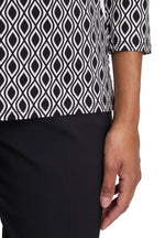 An image of the Betty Barclay 3/4 Sleeve Top in Black/Cream.