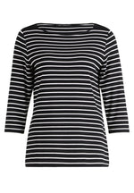 An image of the Betty Barclay Striped Top in Black/Cream.