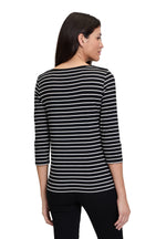 An image of the Betty Barclay Striped Top in Black/Cream.