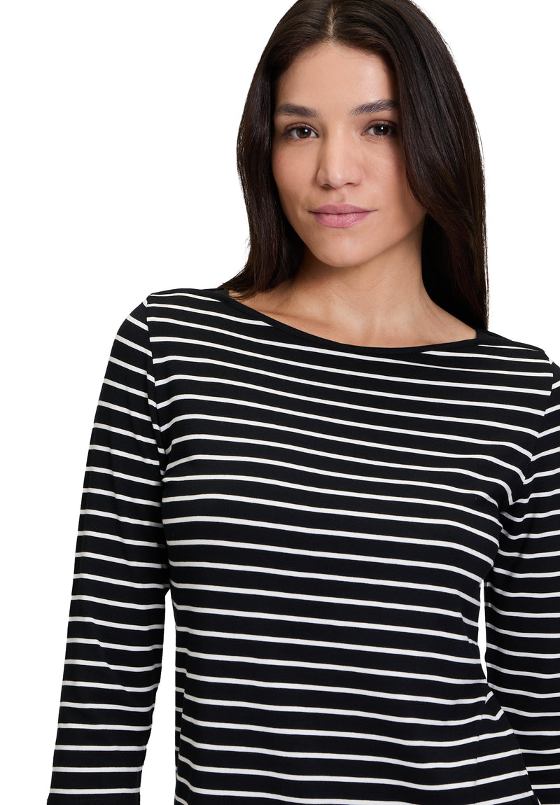 An image of the Betty Barclay Striped Top in Black/Cream.