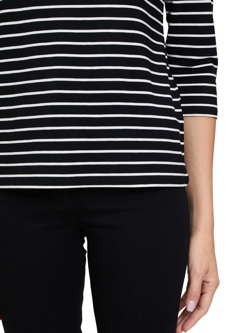 An image of the Betty Barclay Striped Top in Black/Cream.