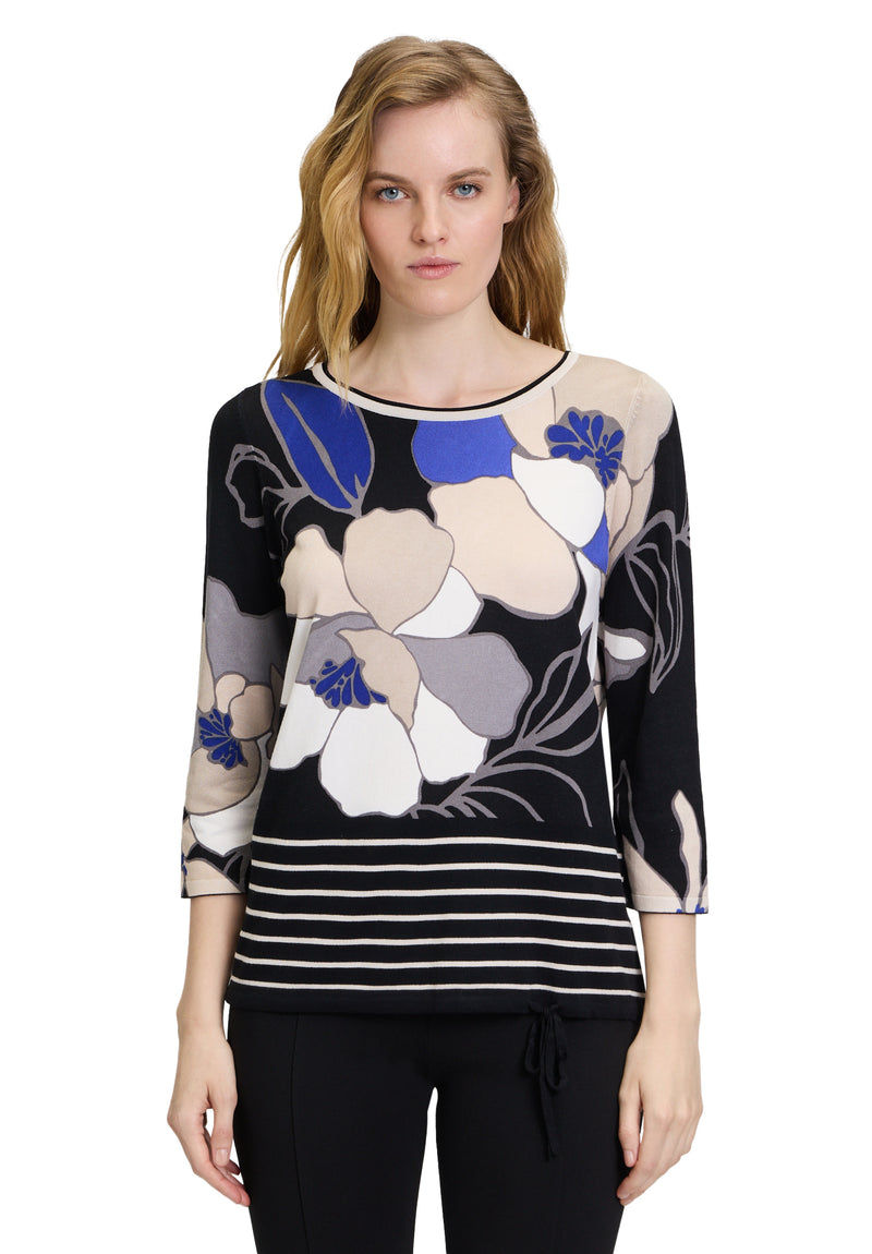 An image of the Betty Barclay Knitted Pullover in Black/Blue.