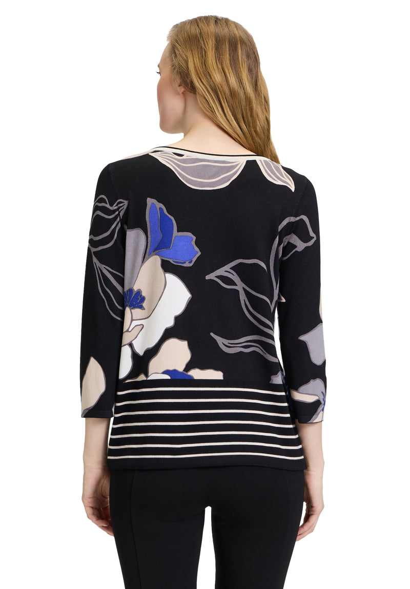 An image of the Betty Barclay Knitted Pullover in Black/Blue.