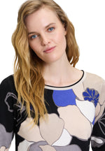 An image of the Betty Barclay Knitted Pullover in Black/Blue.