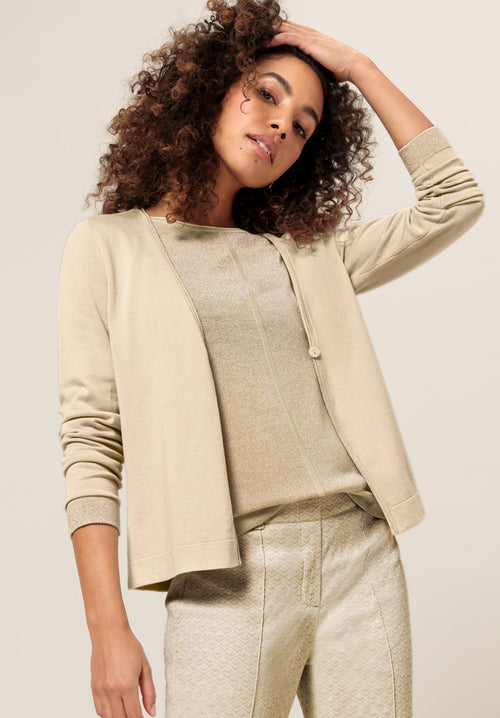 An image of the Bianca Vadis Knit Cardigan in Biscuit Melange.