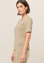 An image of the Bianca Rabea Knit Top in Biscuit Melange.