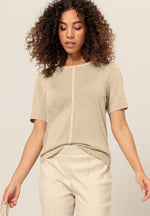 An image of the Bianca Rabea Knit Top in Biscuit Melange.