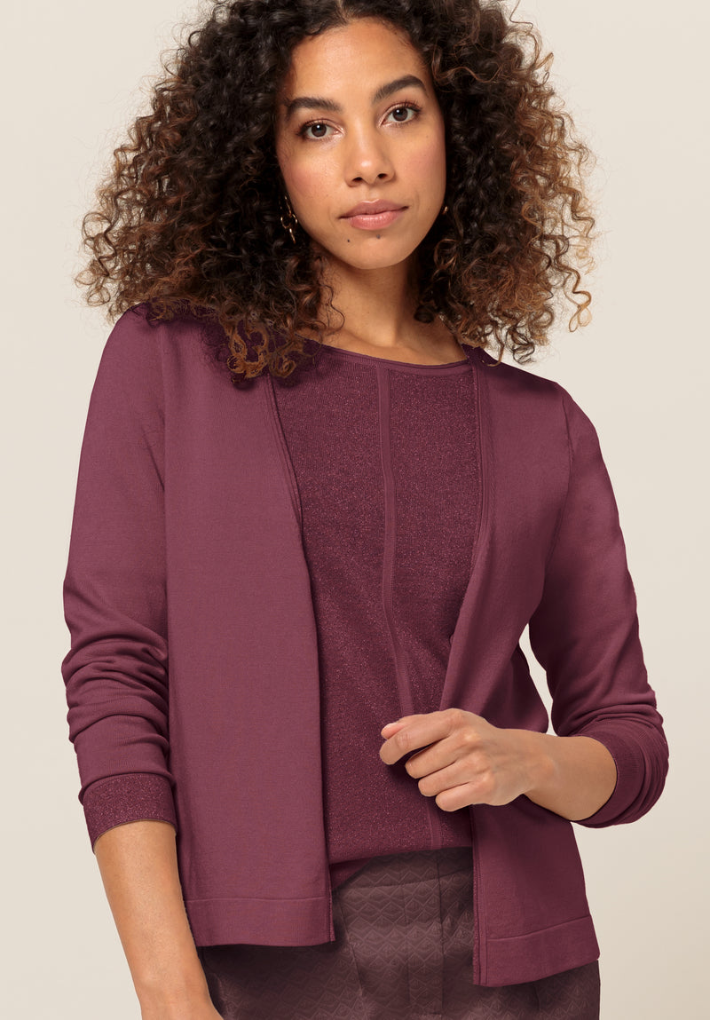 An image of the Bianca Vadis Knit Cardigan in Merlot.