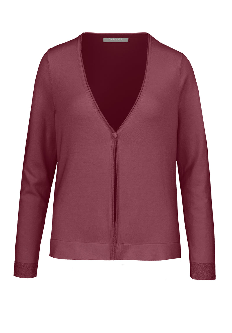 An image of the Bianca Vadis Knit Cardigan in Merlot.