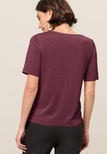 An image of the Bianca Rabea Knit Top in Merlot.