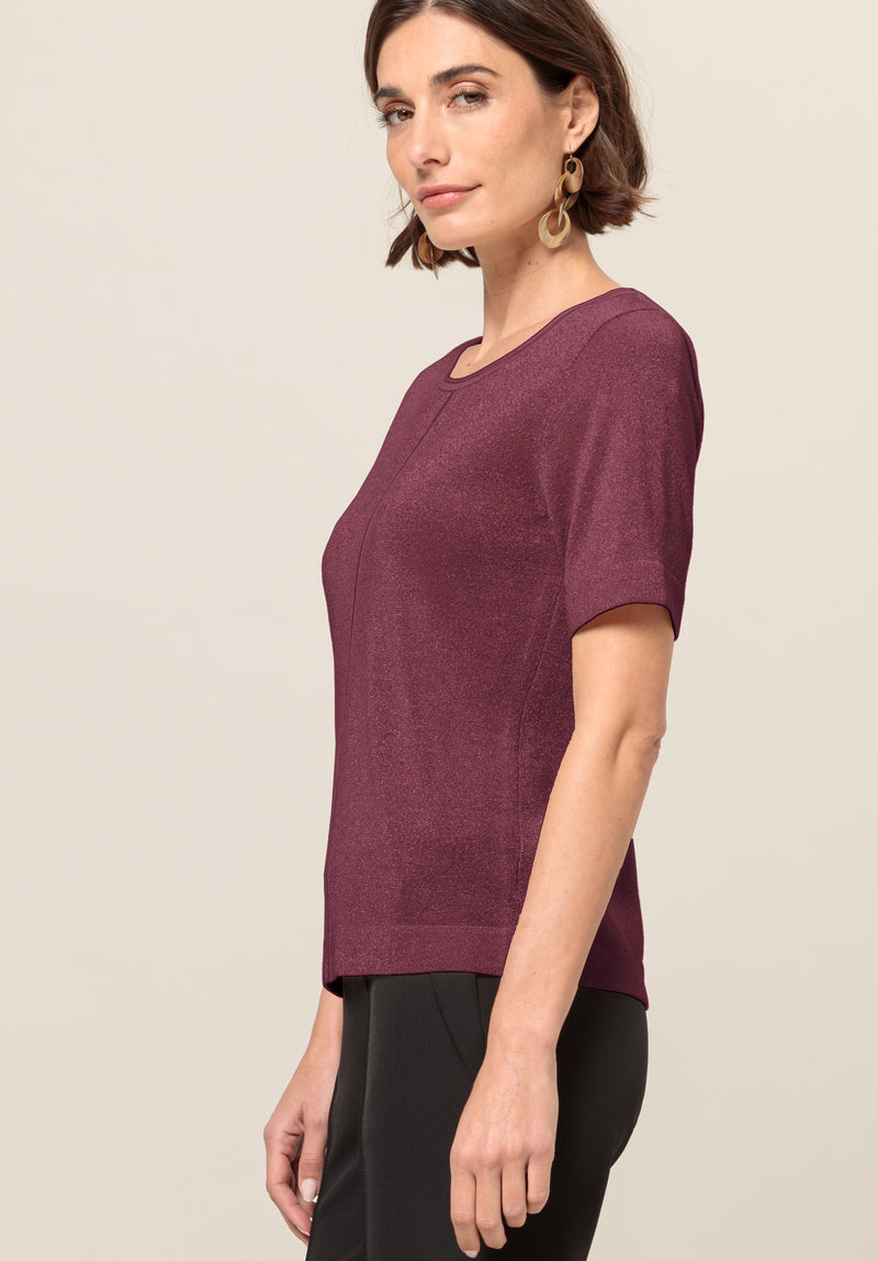 An image of the Bianca Rabea Knit Top in Merlot.