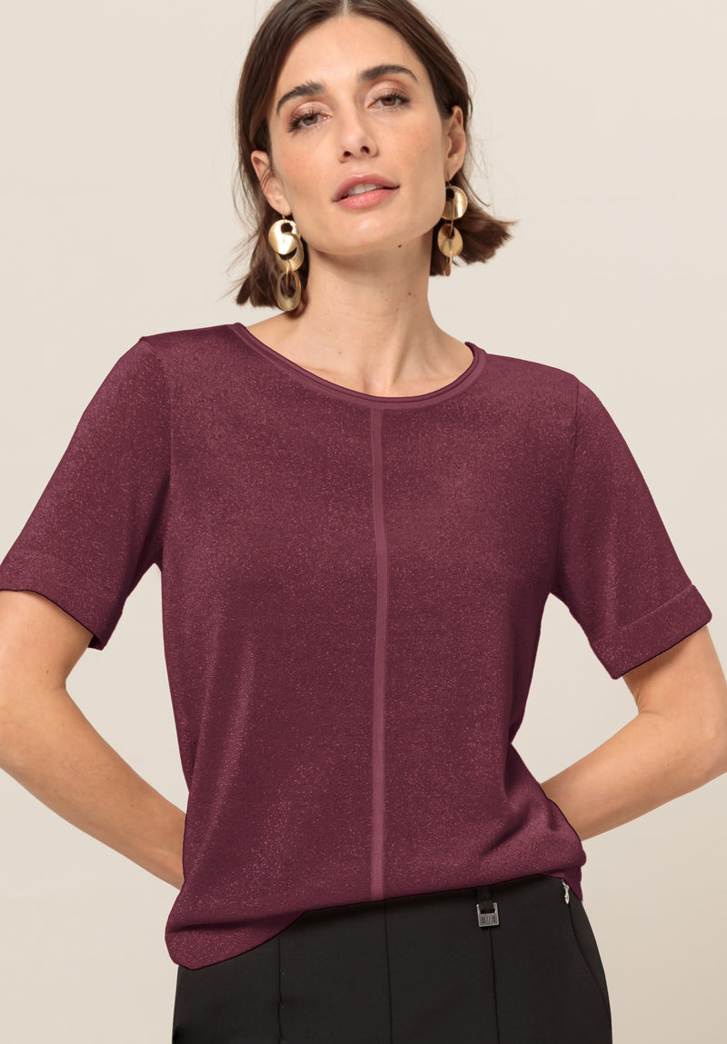 An image of the Bianca Rabea Knit Top in Merlot.