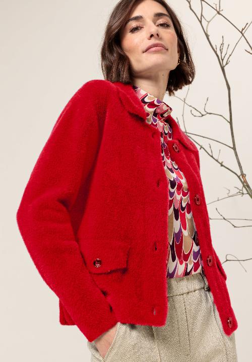 An image of the Bianca Bess Knit Jacket in Red Pepper.