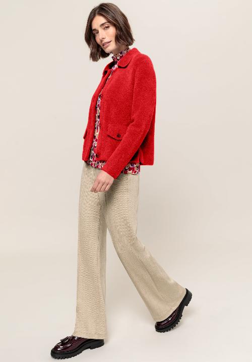 An image of the Bianca Bess Knit Jacket in Red Pepper.