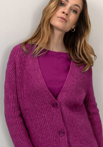 An image of the Bianca Heide Cardigan in Grape.