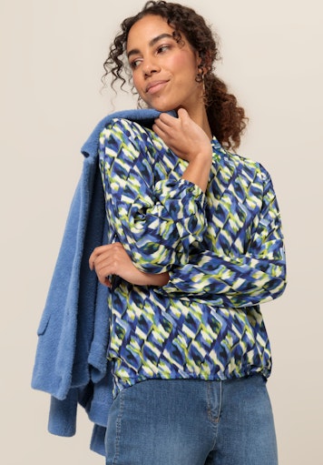 An image of the Bianca Adina Blouse in Blue Mix.