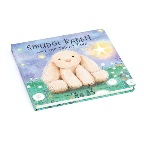 An image of the Jellycat Smudge Rabbit and the Falling Star Book.