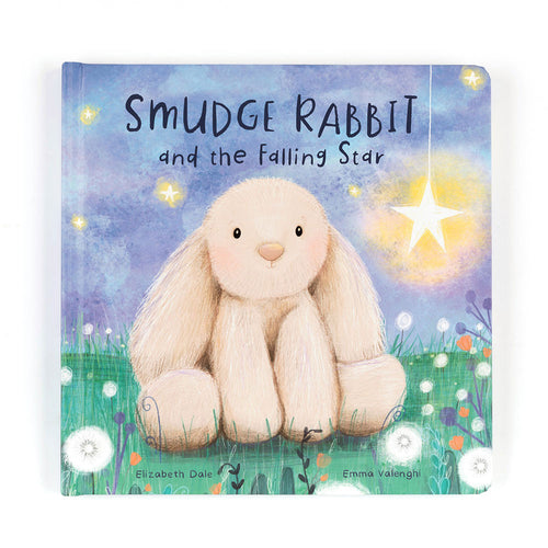 An image of the Jellycat Smudge Rabbit and the Falling Star Book.