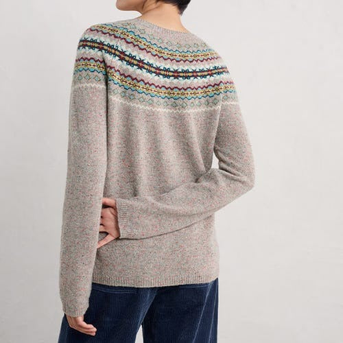 An image of the Seasalt Seas Edge Jumper in Harlyn Pink Grass Multi.