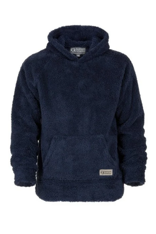 An image of the Bedroom Athletics Charlie Men's Bear Fleece Hooded Top in the colour Navy.