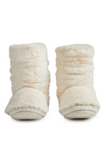 An image of the Bedroom Athletics Gisele 100% Recycled Faux Fur Rouched Slipper Boot in the colour Cream.