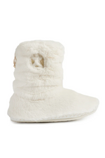 An image of the Bedroom Athletics Gisele 100% Recycled Faux Fur Rouched Slipper Boot in the colour Cream.