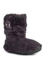 An image of the Bedroom Athletics Gisele 100% Recycled Faux Fur Rouched Slipper Boot in the colour Ink.