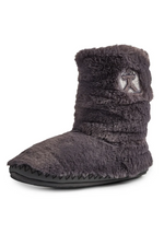 An image of the Bedroom Athletics Gisele 100% Recycled Faux Fur Rouched Slipper Boot in the colour Ink.