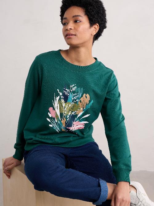 An image of the Seasalt Bright Wave Sweatshirt in Towan Grasslands Loch / Teal.