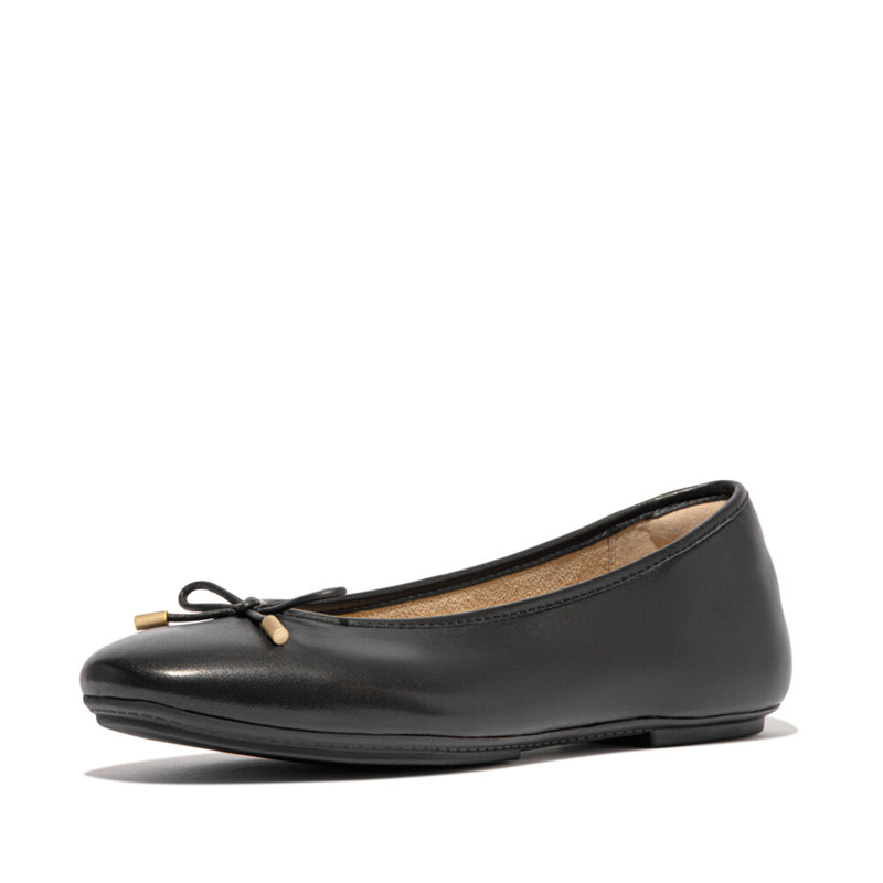 An image of the Fitflop Delicato Bow Soft Leather Ballet Flats