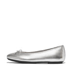 An image of the Fitflop Delicato Bow Soft Metallic-Leather Ballet Flats