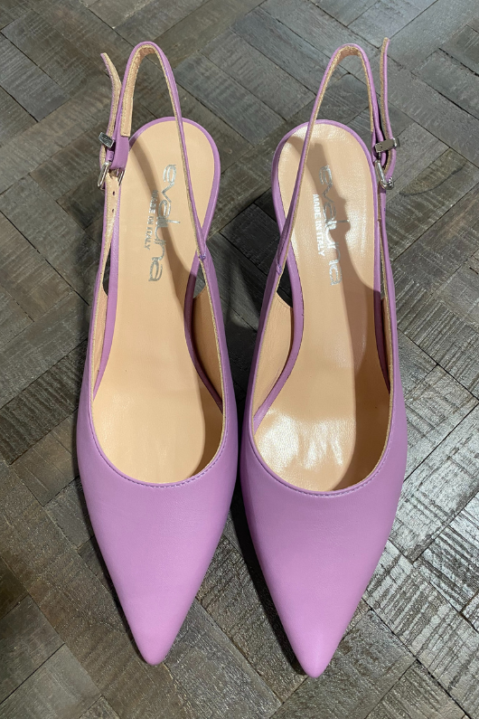 An image of the Evaluna Vivianna Slingback Shoe in the purple colour Bouganville.