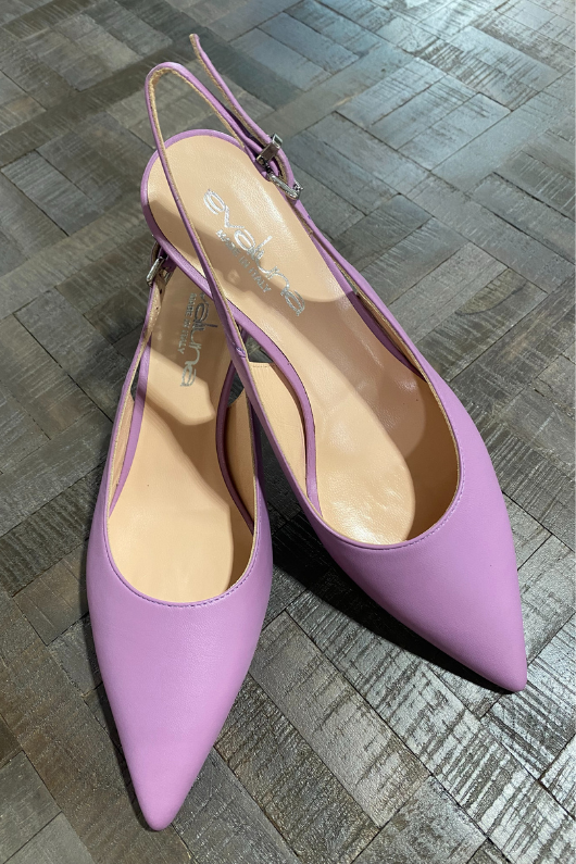 An image of the Evaluna Vivianna Slingback Shoe in the purple colour Bouganville.