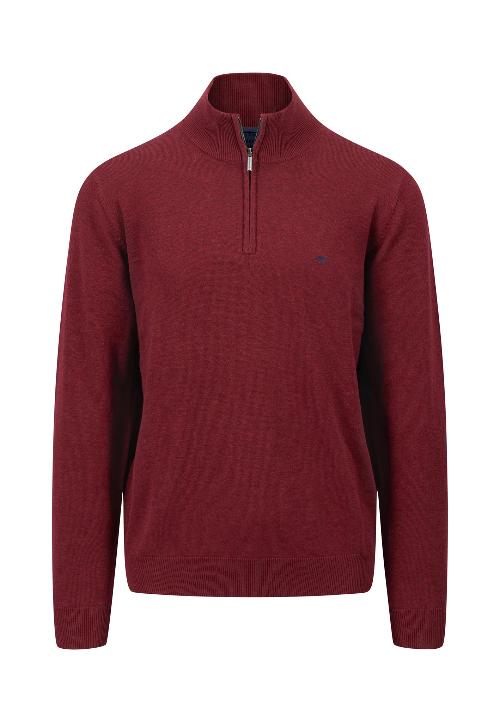 An image of the Fynch-Hatton Troyer Zip Jumper in Ruby Red.