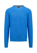 An image of the Fynch-Hatton Structured Crewneck Jumper in Vibrant Blue.