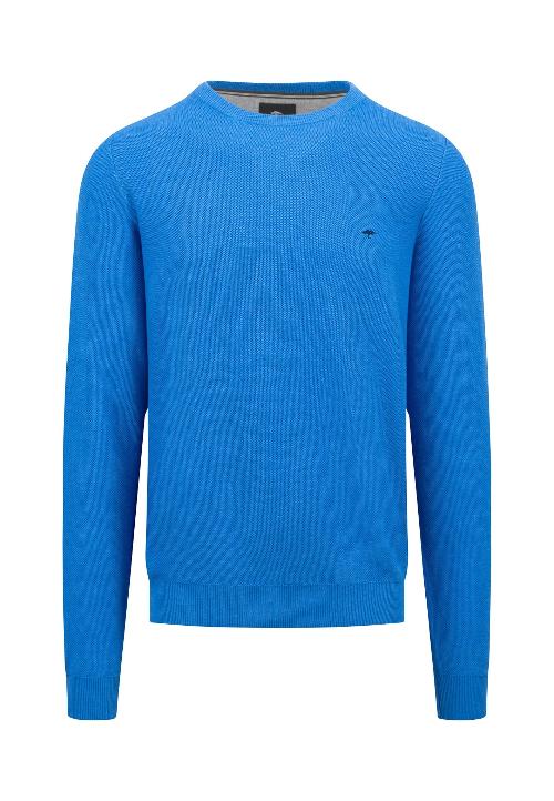 An image of the Fynch-Hatton Structured Crewneck Jumper in Vibrant Blue.