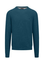 An image of the Fynch-Hatton Structured Crewneck Jumper in Dark Teal.