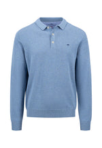 An image of the Fynch-Hatton Long Sleeve Superfine Polo in Cloud Blue.